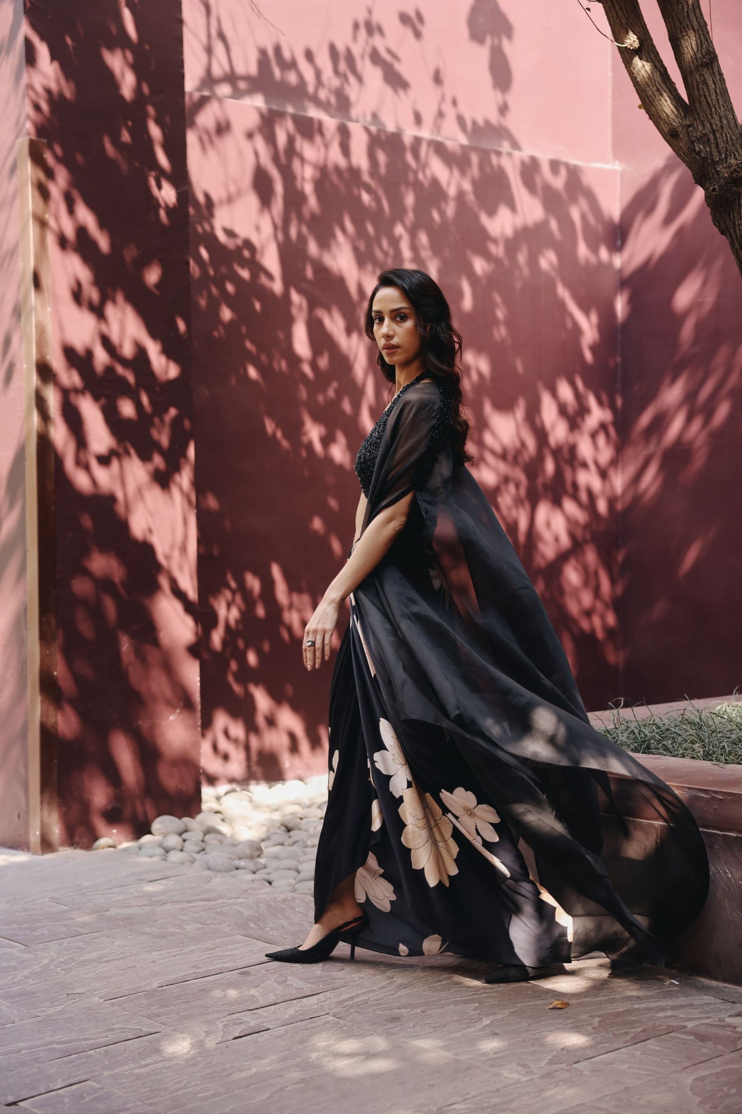 Lucia drape skirt with cape set
