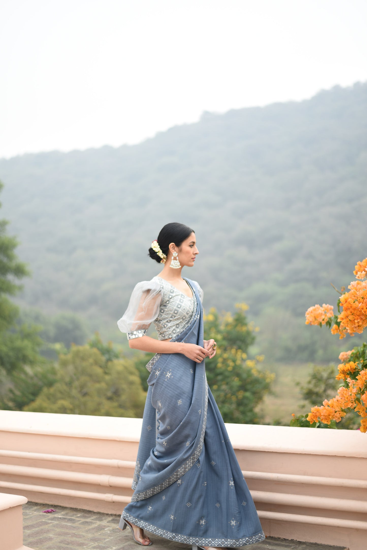 Suf blue saree