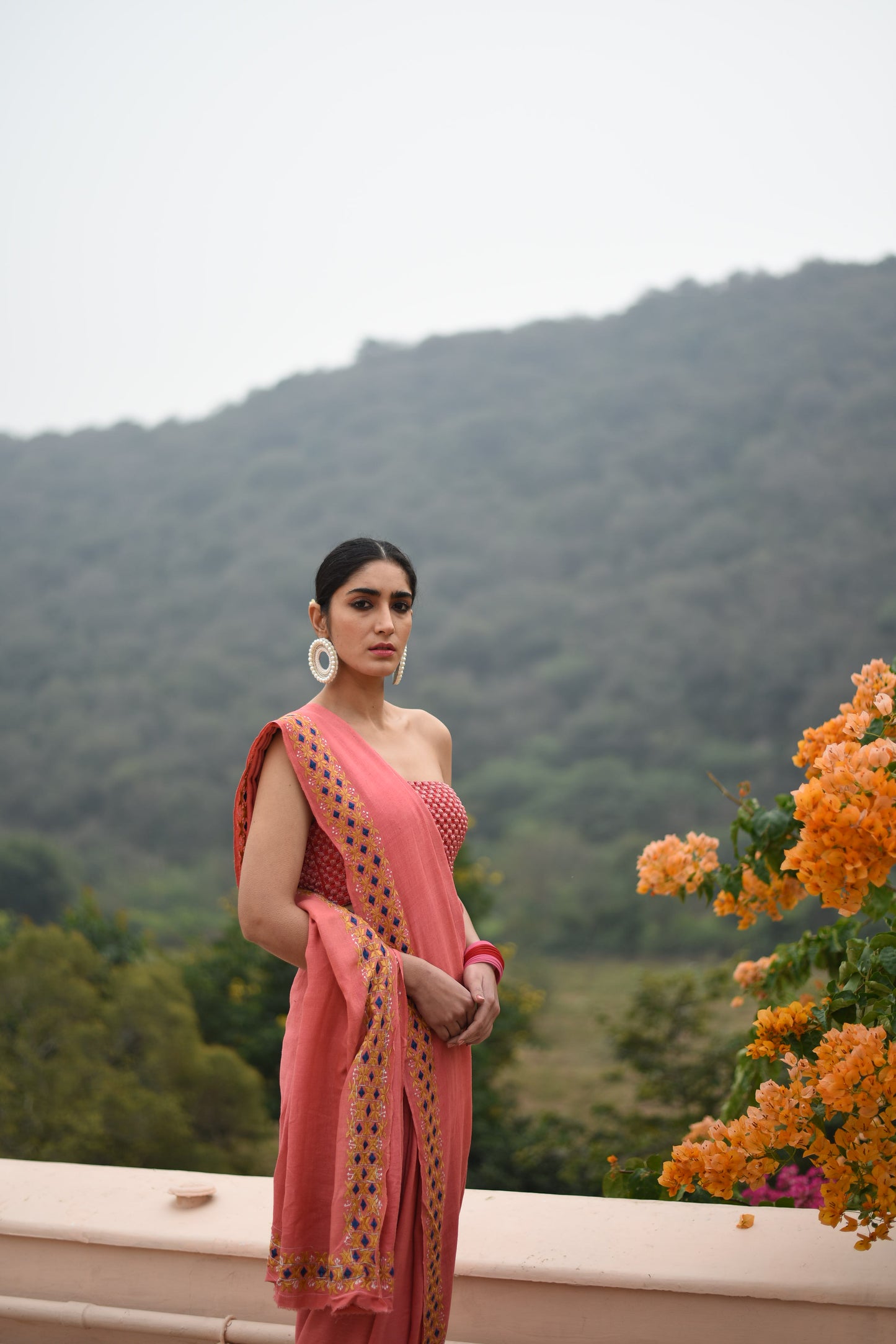Suf pink Saree set