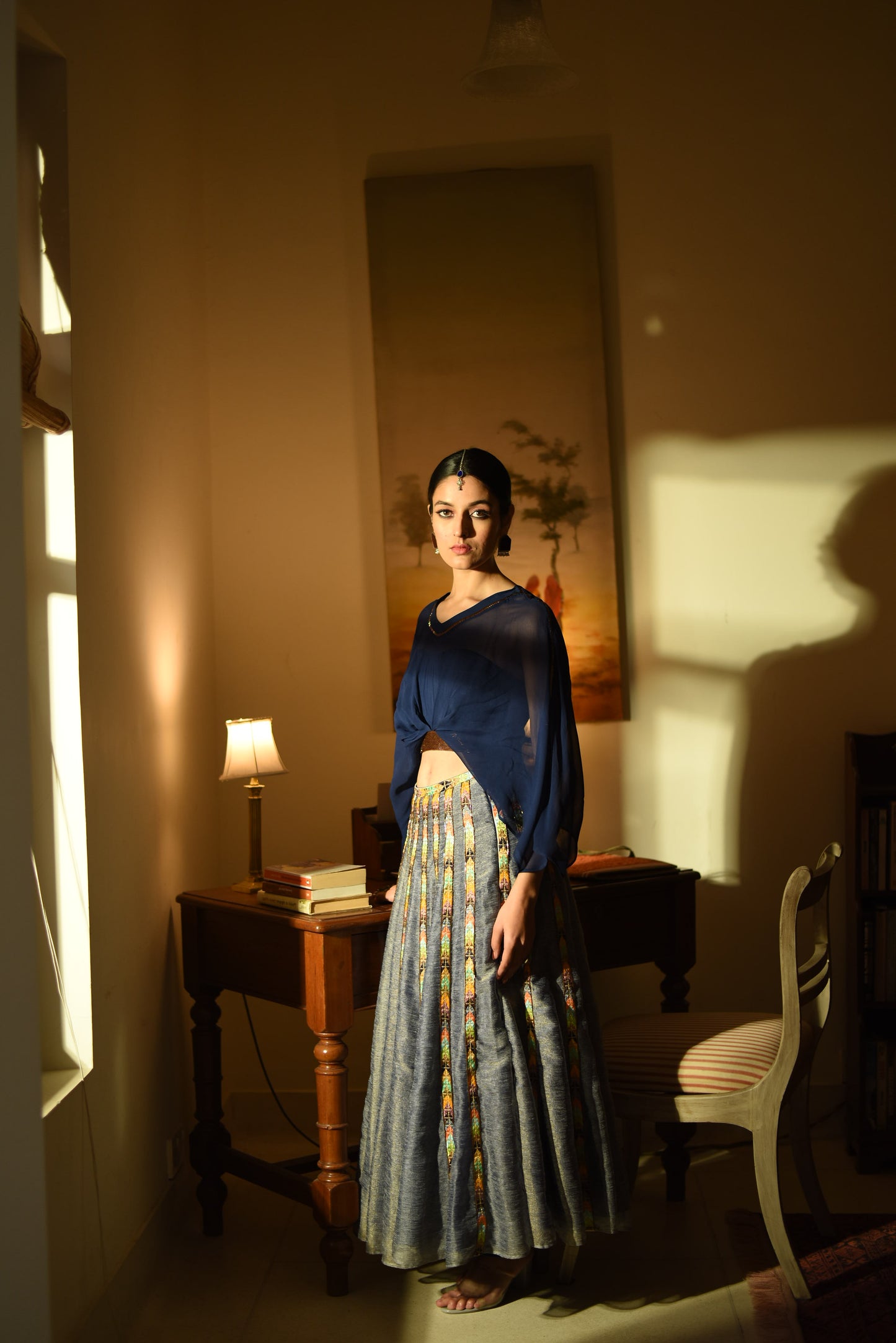 Suf blue lehenga set