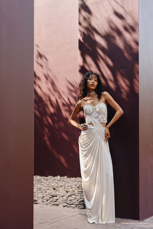 Layla corset drape saree gown