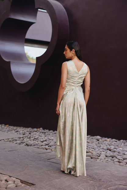 Noor drape dress with cape set