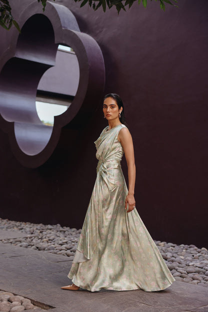 Noor drape dress with cape set