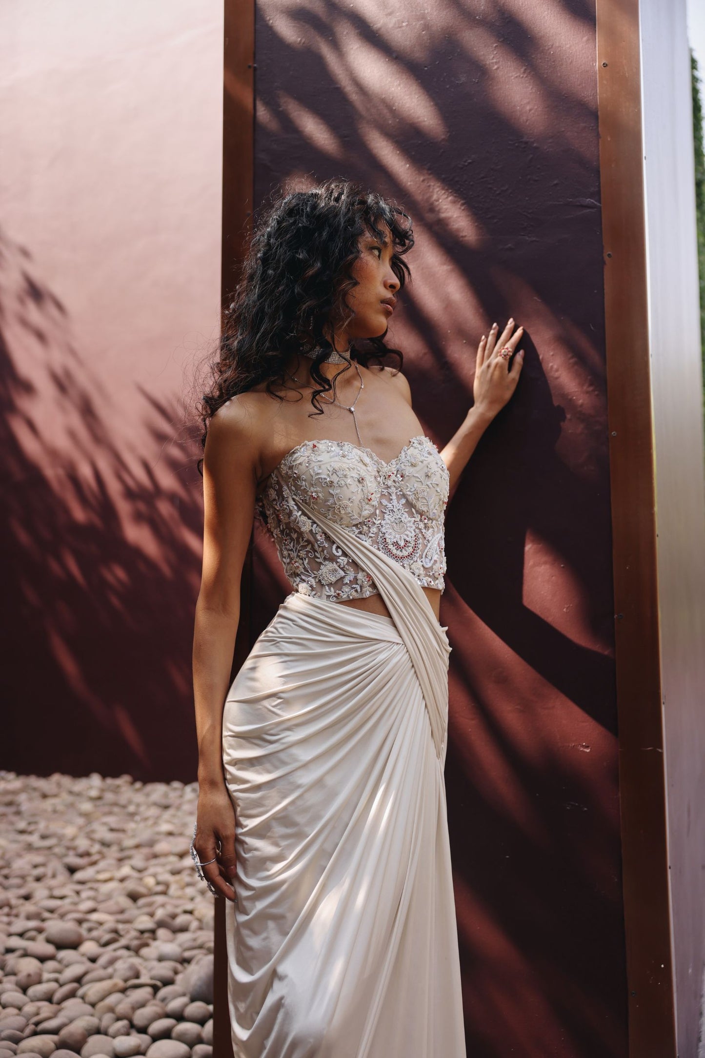 Layla corset drape saree gown