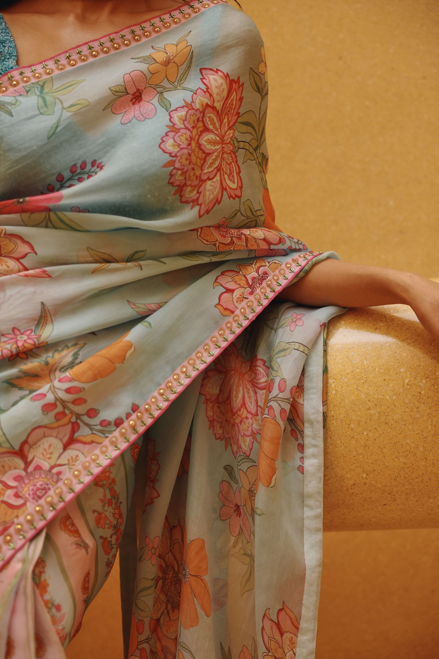 Leni pre-drape saree set