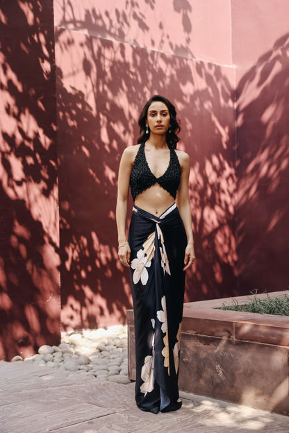 Lucia drape skirt with cape set