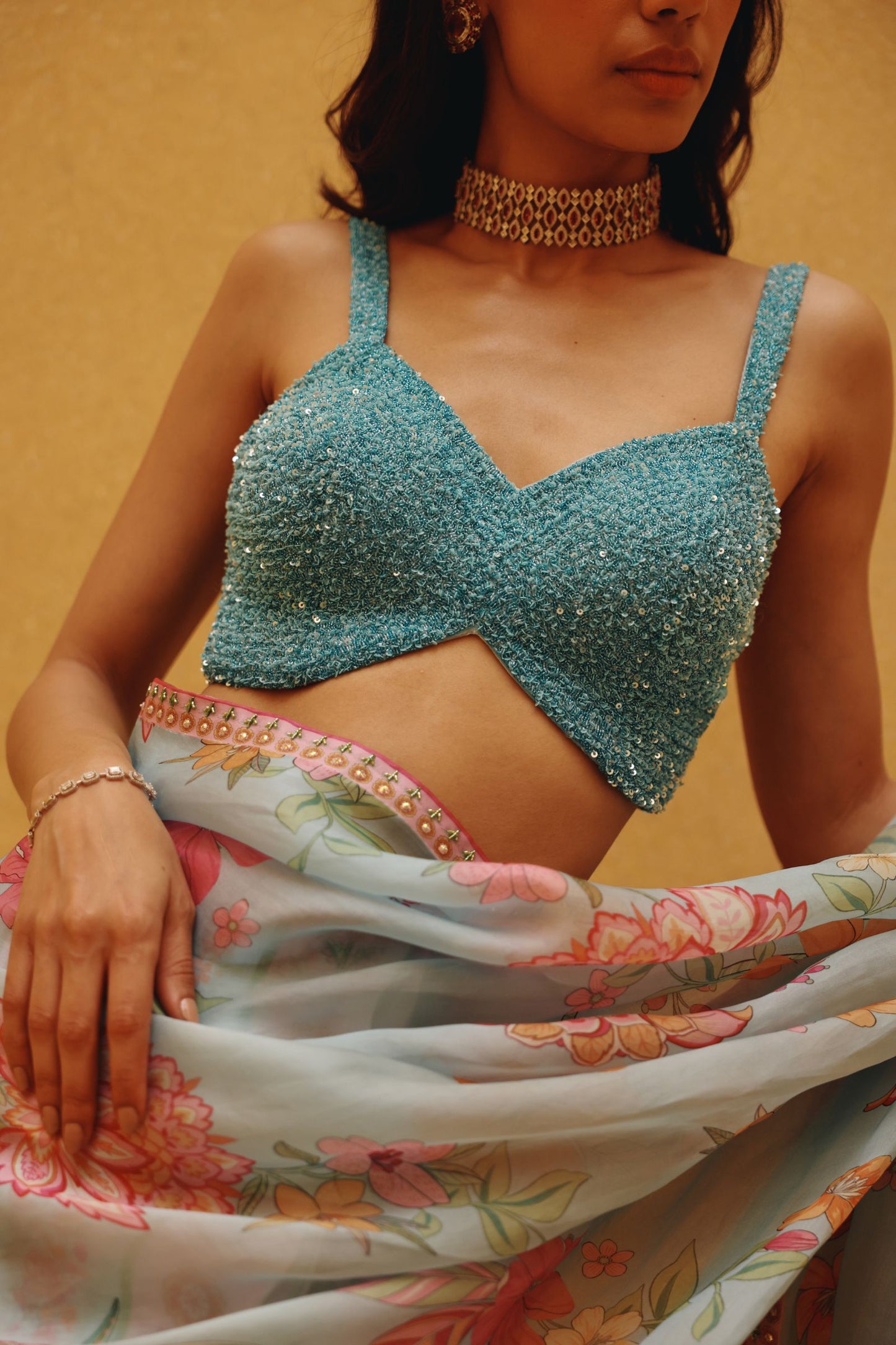 Leni pre-drape saree set