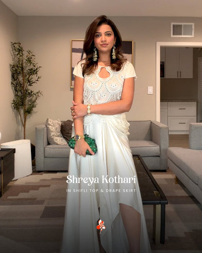 Shreya Kothari in our Shifli top and drape skirt