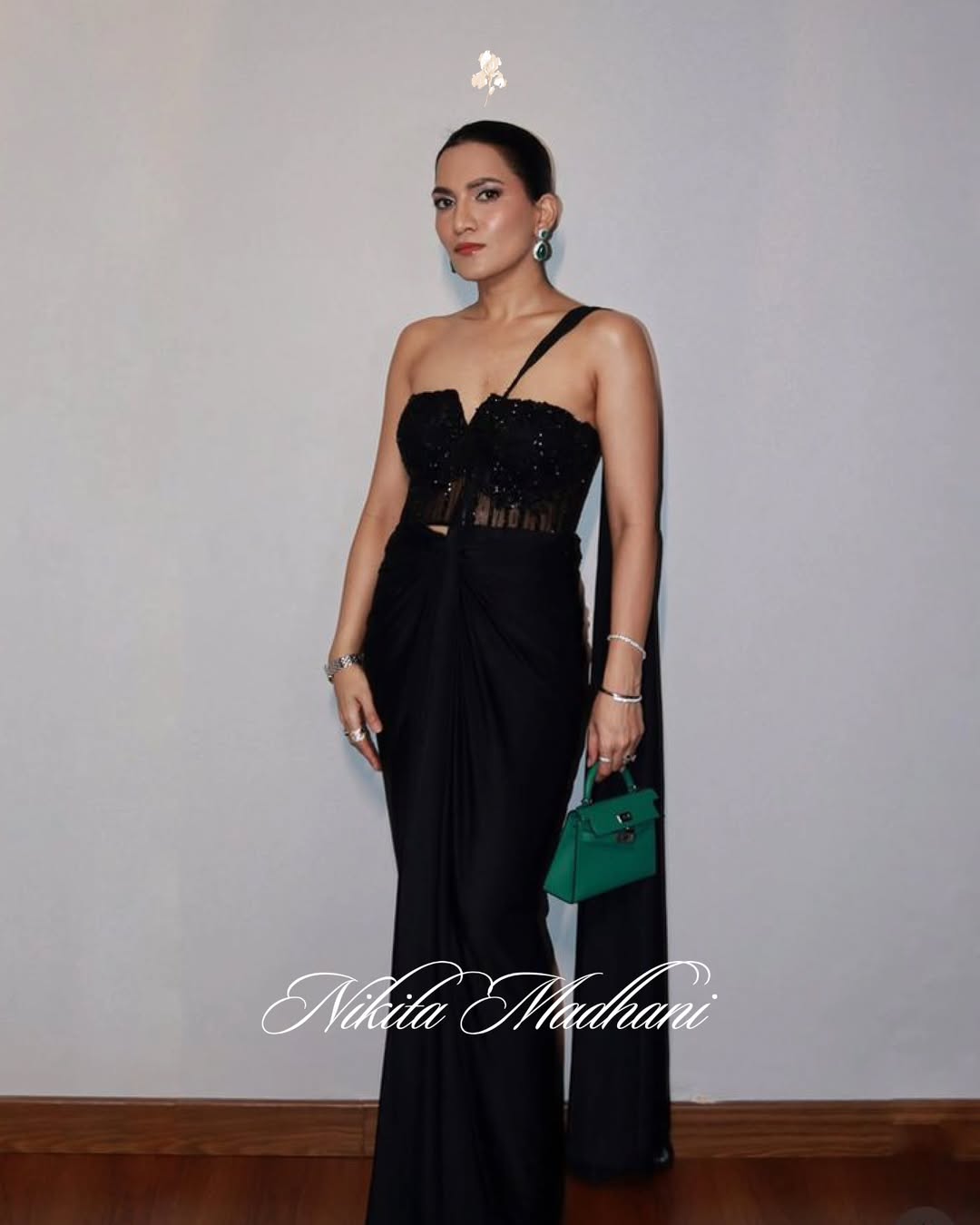 Nikkii Madhani in our Amour corset drape saree