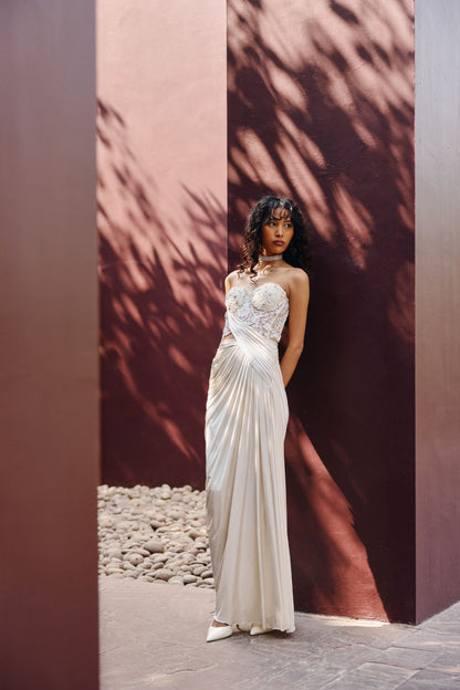 Layla corset drape saree gown