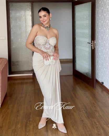 Evneet Kaur in our Layla corset drape saree gown