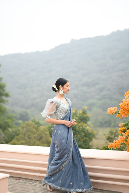Suf blue saree