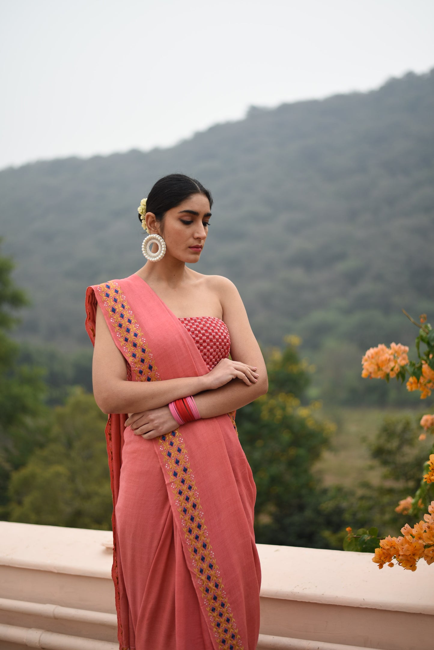 Suf pink Saree set
