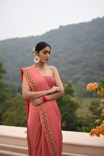 Suf pink Saree set
