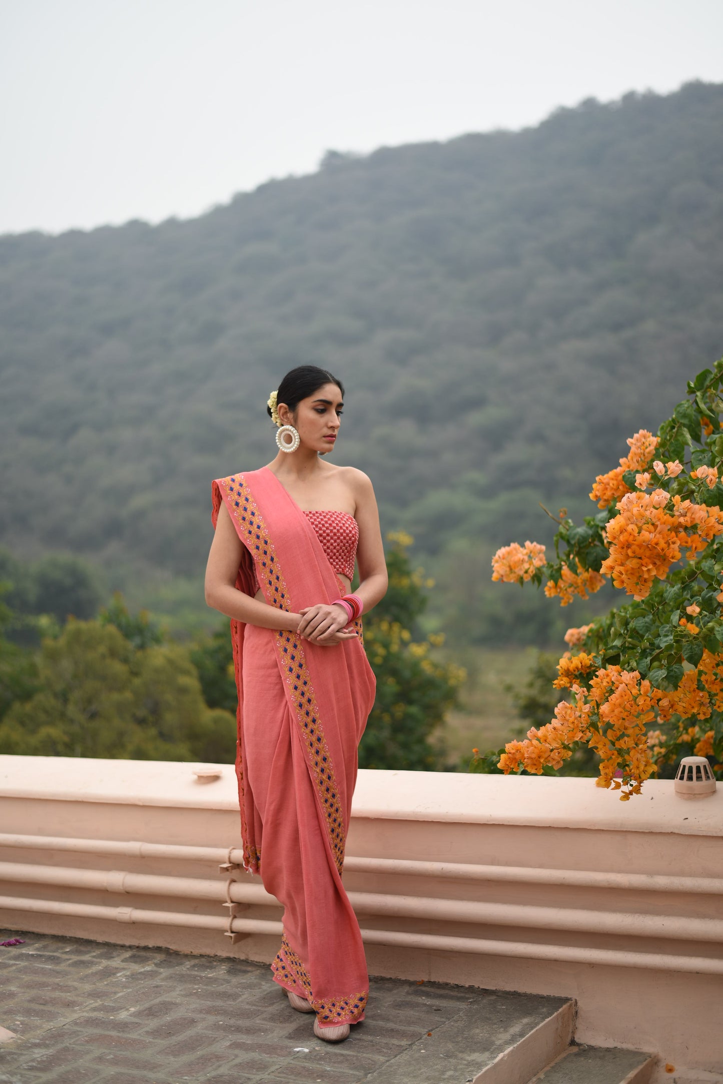 Suf pink Saree set