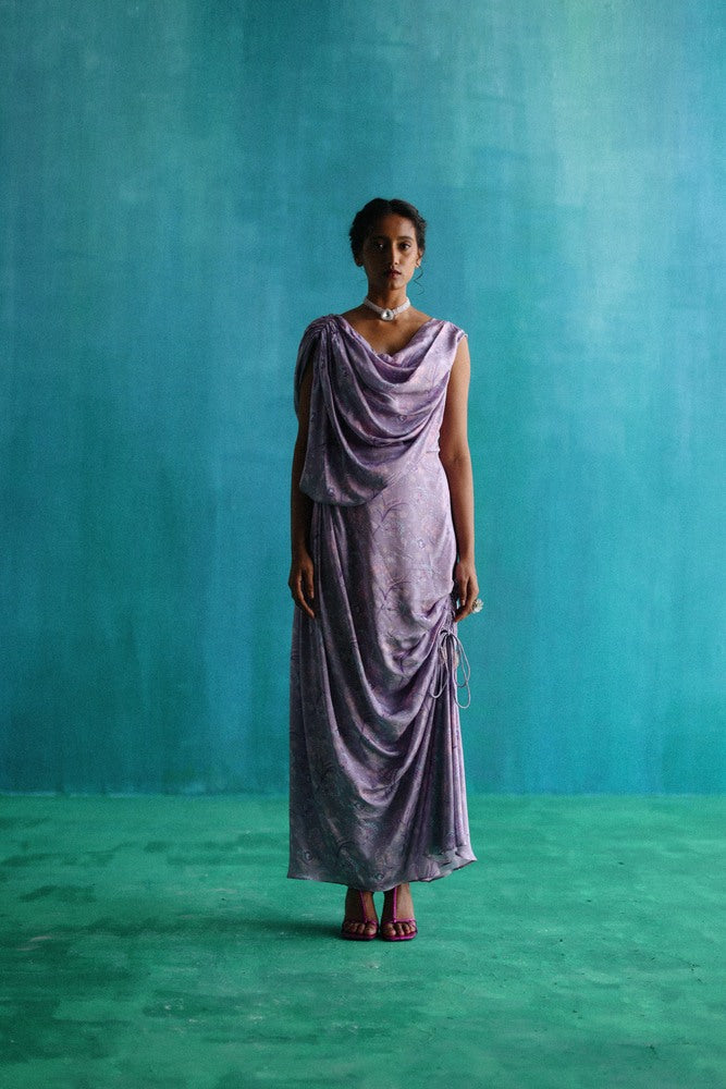 Purple bageecha drawstring dress