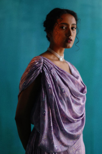 Purple bageecha drawstring dress