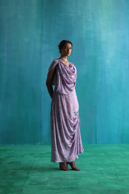 Purple bageecha drawstring dress