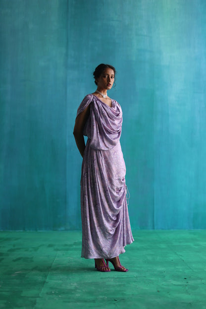 Purple bageecha drawstring dress