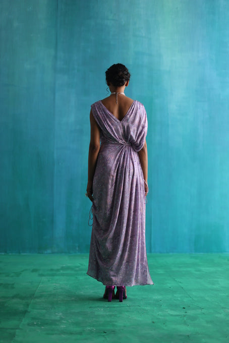 Purple bageecha drawstring dress