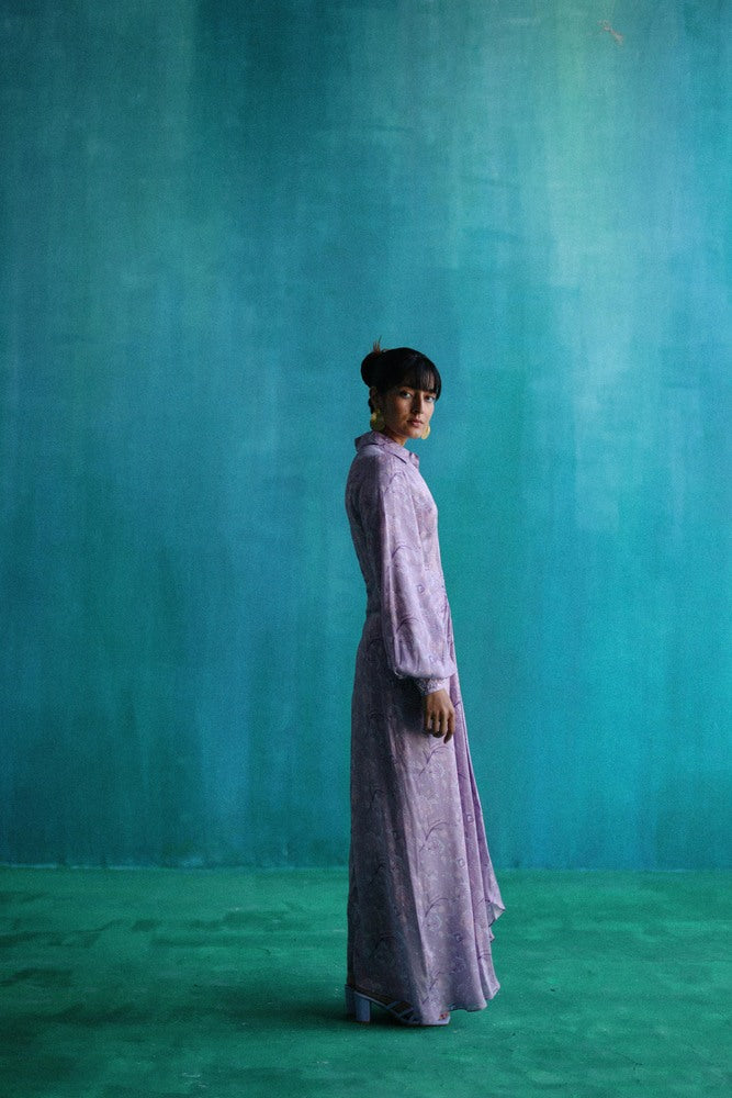 Purple bageecha drape dress