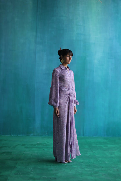 Purple bageecha drape dress