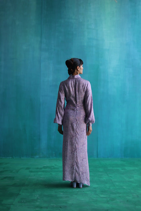 Purple bageecha drape dress